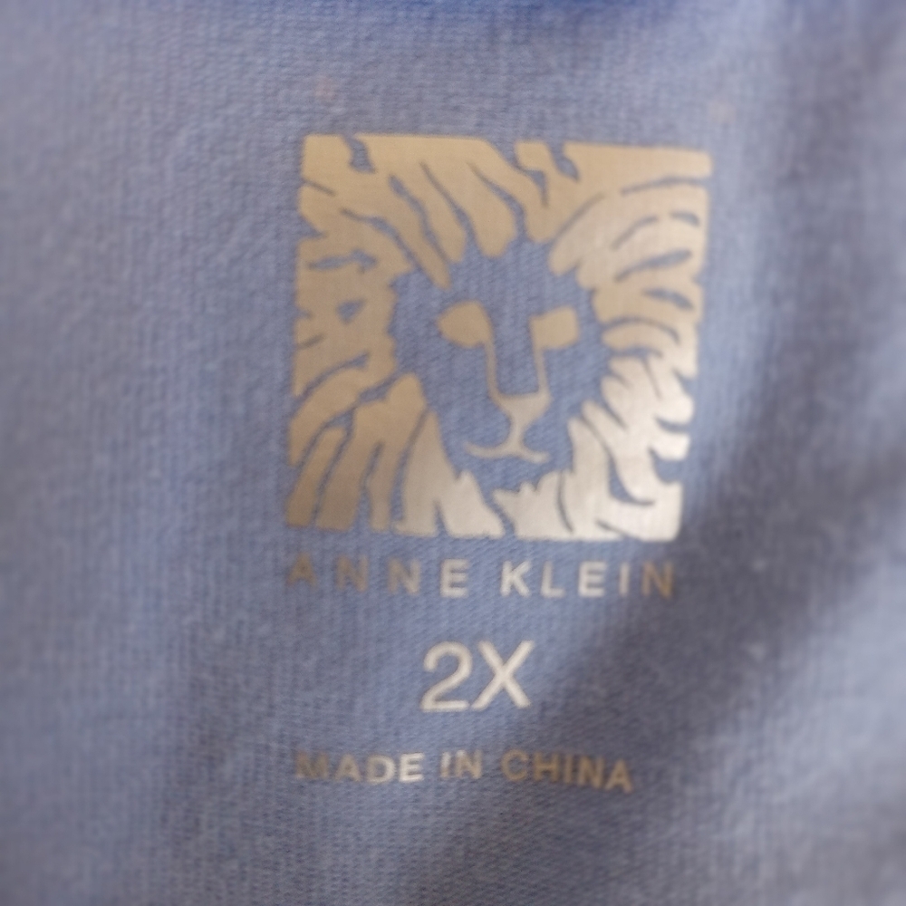 2X Anne Klein Scalloped Neck 3/4 Sleeve Sky Blue Top Blouse NWT - Picture 5 of 7